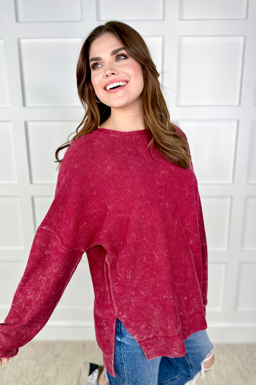 PREORDER Alexis Corded Vintage Pullover - Maroon