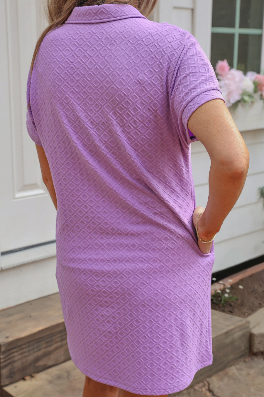 Ezra Textured Zipper Dress- Lavender