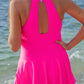 PREORDER- Chasing Sunshine Skirted Swimsuit- Neon Pink