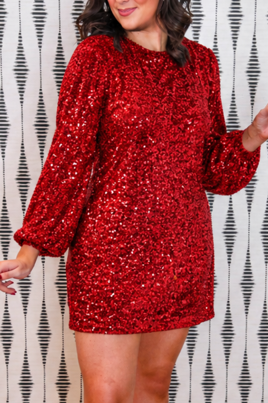 Old Flame Sequin Dress- Red