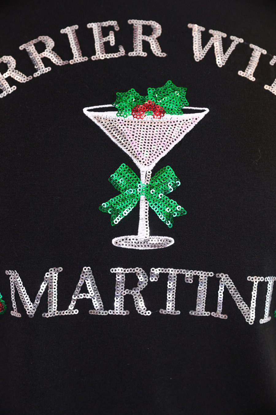 Merrier with a Martini Sequin Embroidered Tee