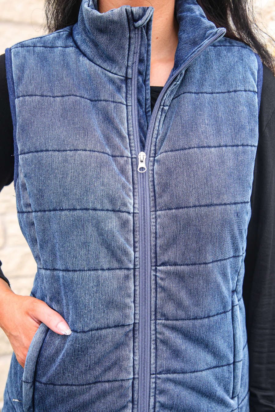 PREORDER- Refined Denim Puffer Vest
