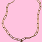 Paperclip Chain Necklace- Gold/Pink