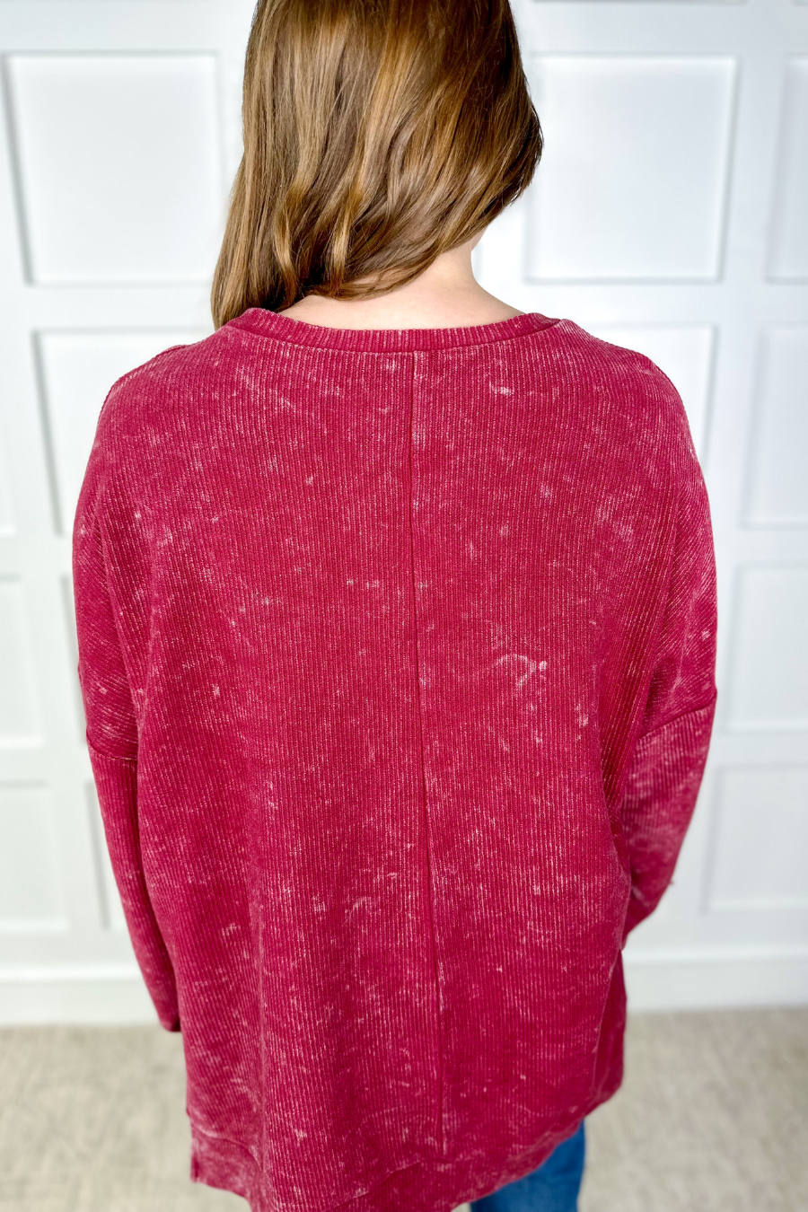 PREORDER Alexis Corded Vintage Pullover - Maroon