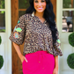 PREORDER- Donna Embroidered Top- Leopard