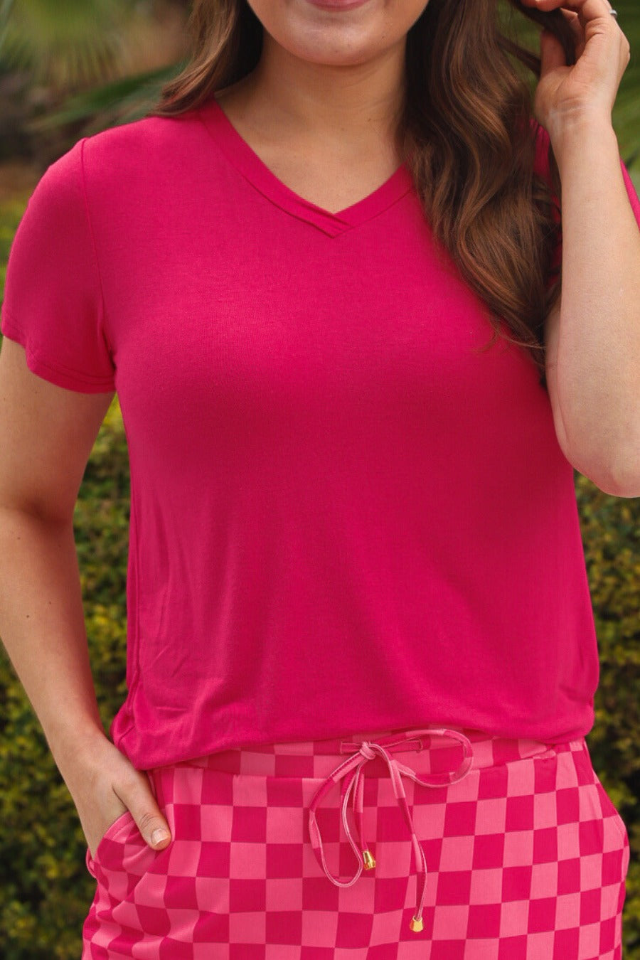 PREORDER- Jess Lea Basic Tee- Hot Pink