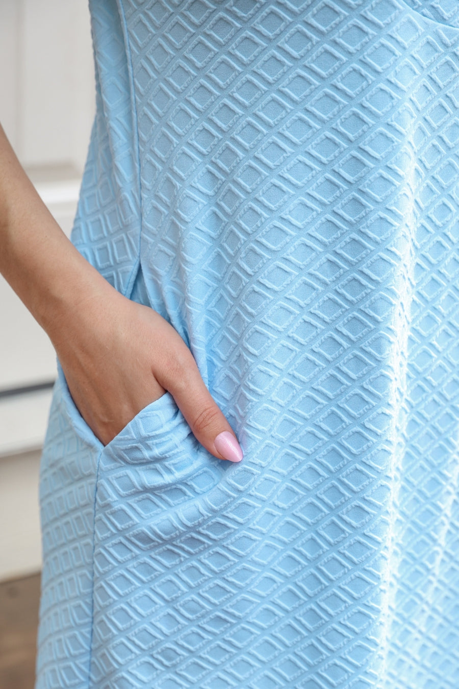 PREORDER- Ezra Textured Zipper Dress- Light Blue