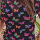 Kora Short Sleeve Mesh Top- Butterfly Effect