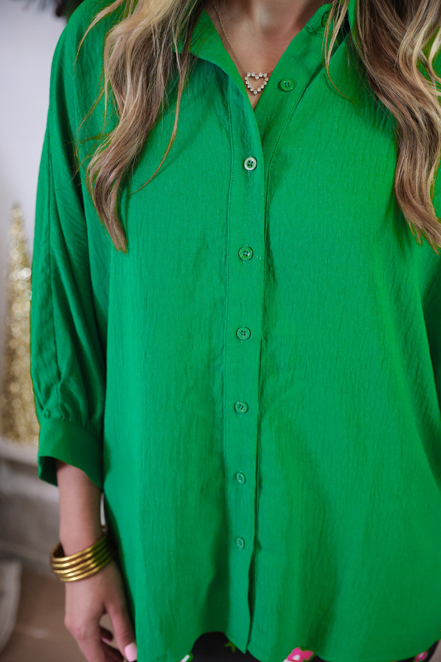 PREORDER- Sloane Button Up Top - Green