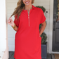 PREORDER- Ezra Textured Zipper Dress- Red