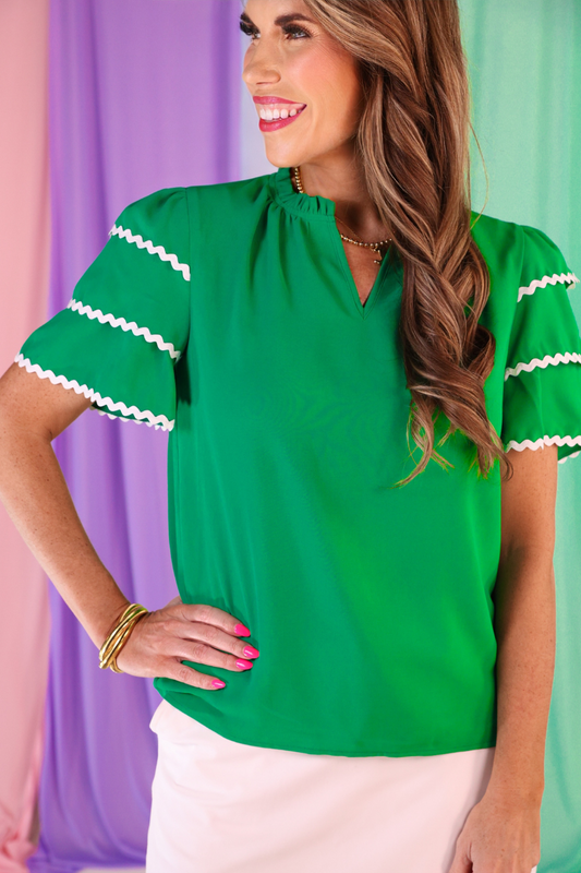 Carissa Ric Rac Top, Green