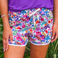 PREORDER- Fiesta Time Floral Everyday Shorts- White