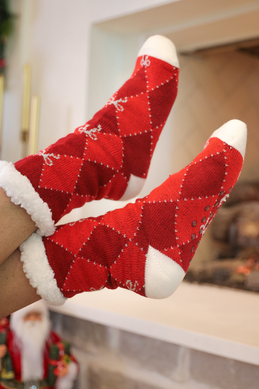 Cozy Cabin Socks- Argyle and Bows