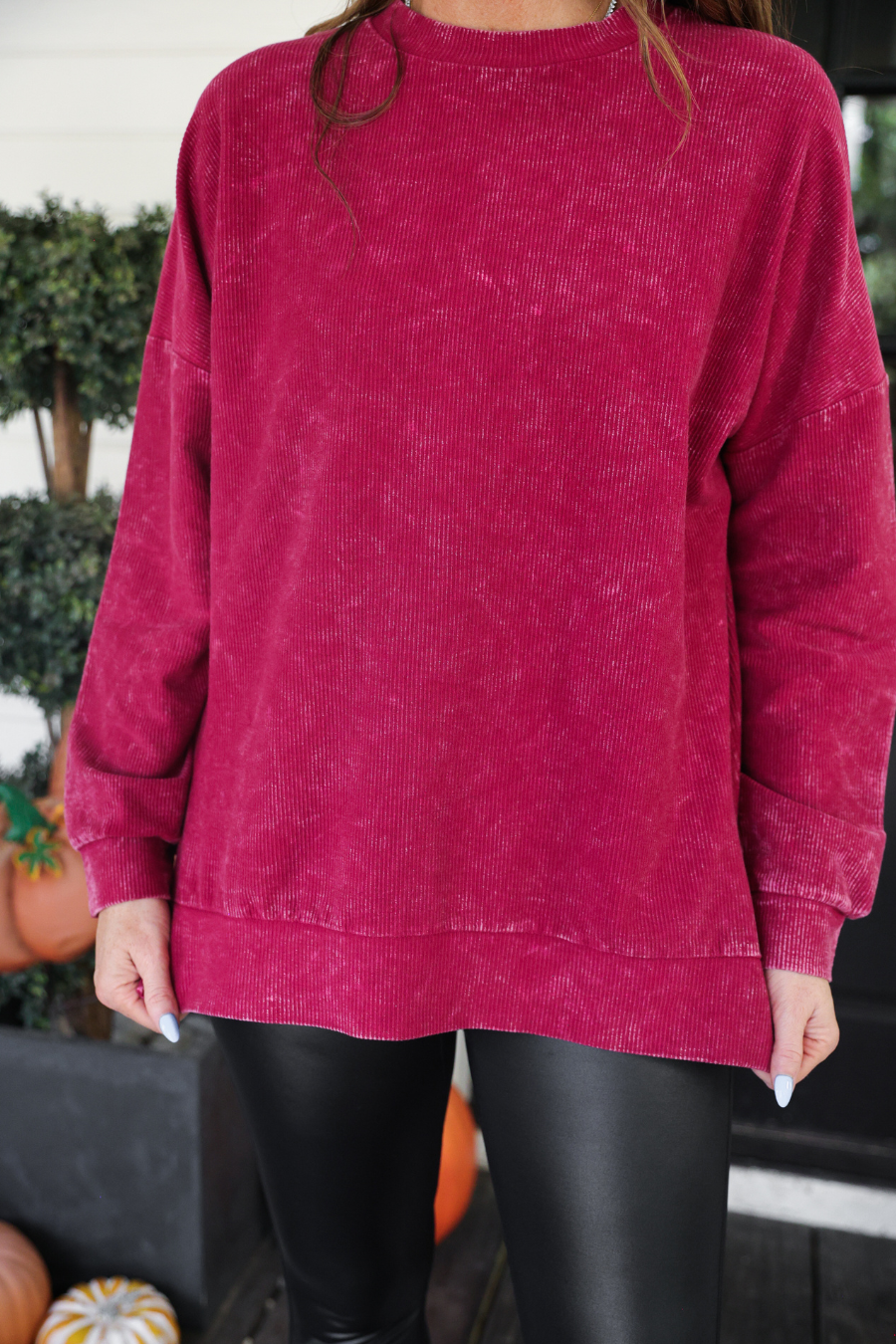 PREORDER Alexis Corded Vintage Pullover - Maroon