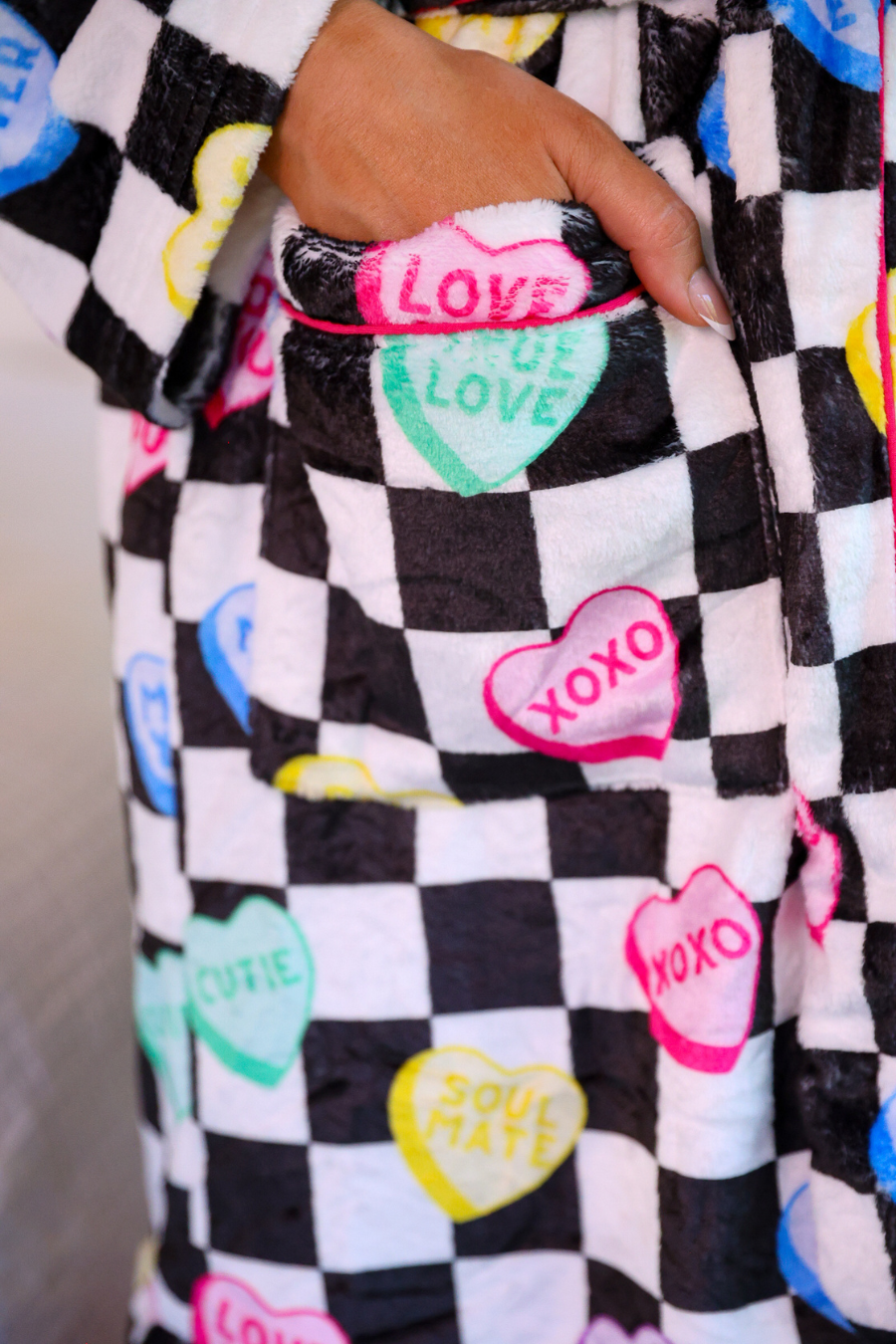 PREORDER- Legacy Lounge Robe- Checkered Conversation Hearts