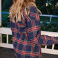 PREORDER Lola Flannel Tunic Top- Navy