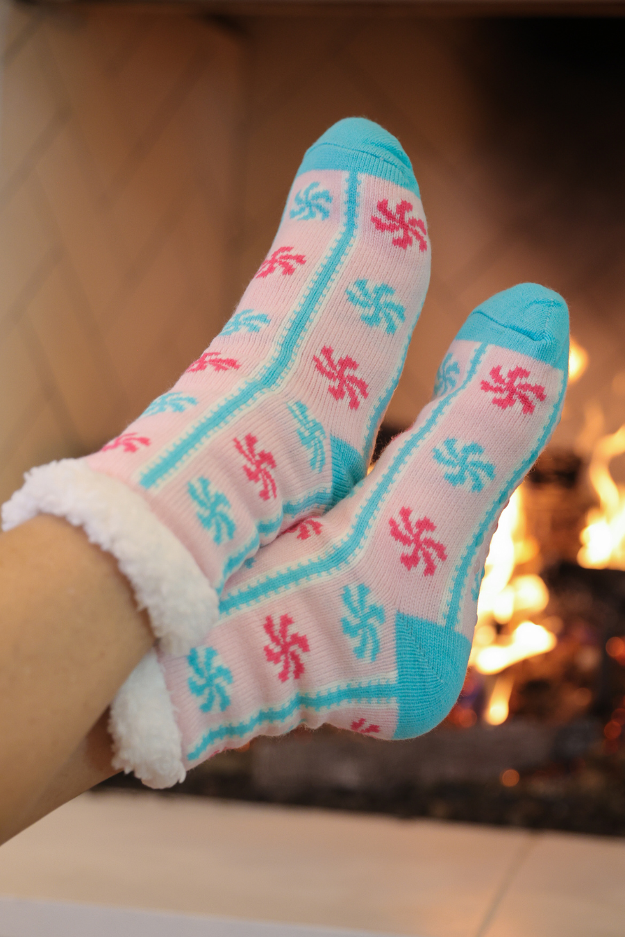 Cozy Cabin Socks- Whimsy Peppermints