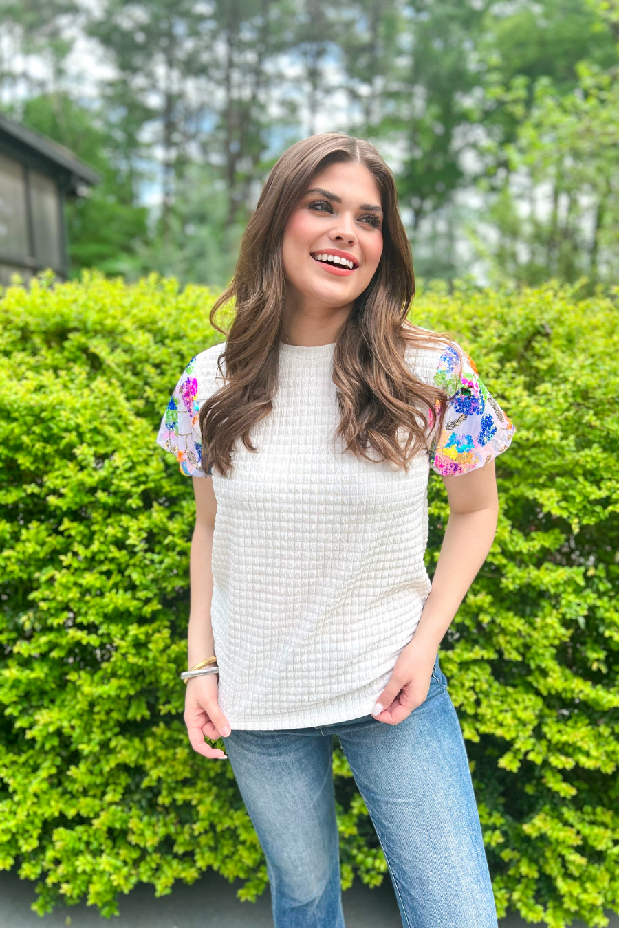 Kristin Sequin Sleeve Top