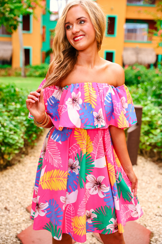 Truly Tropical Off The Shoulder Dress
