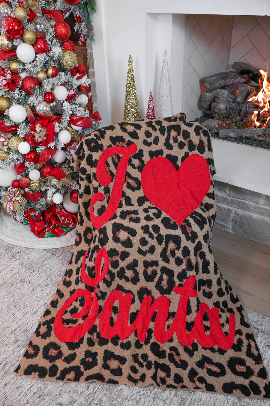 PREORDER- I Love Santa Leopard Blanket