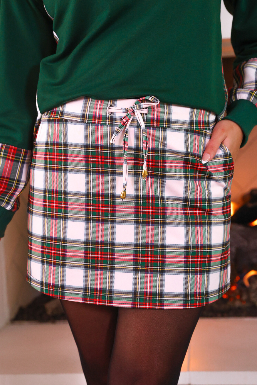 White Christmas Plaid Skort