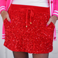 PREORDER- Velvet Hour Sequin Skort- Red