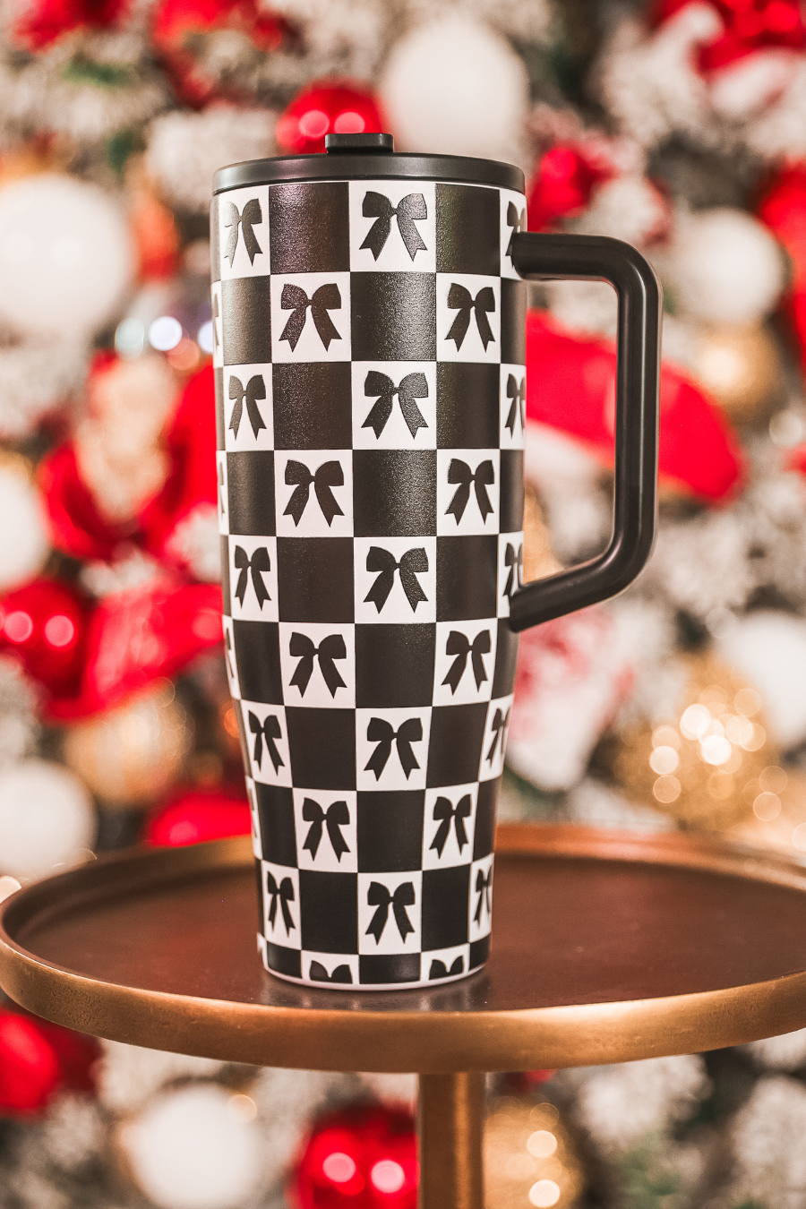Bow Chic Checkered Sleek Tumbler