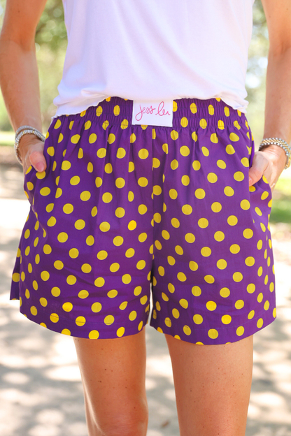 PREORDER- Easy Win Polka Dot Boxer Shorts- Purple