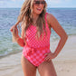 Clear Skies Checkered Swimsuit, Pink