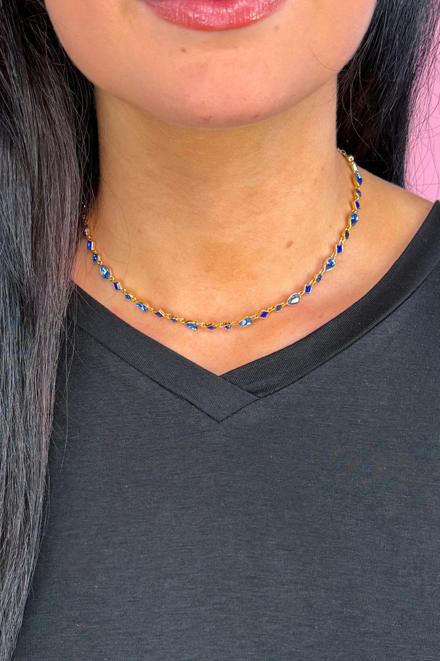 Santorini Stone Necklace- Blue