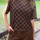 PREORDER- Emma Mesh Tee- Black and Chocolate Checkered