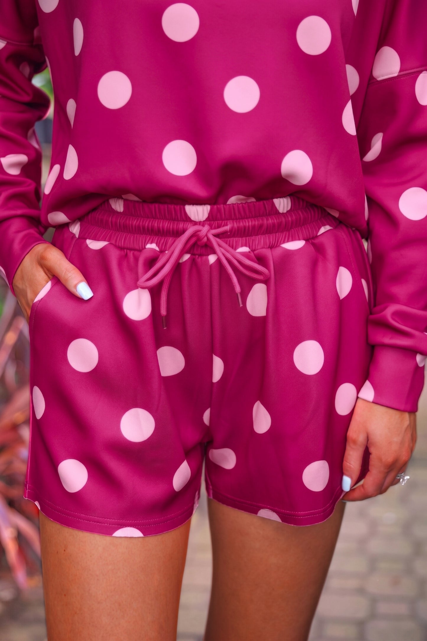 PREORDER- Luna Luxe Pullover Set- Pink Polka Dot