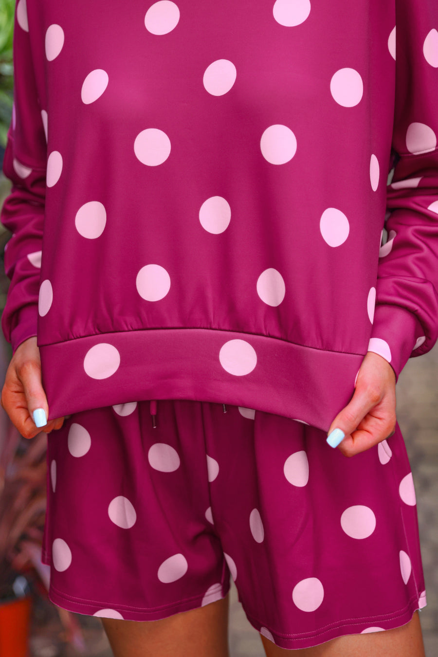 PREORDER- Luna Luxe Pullover Set- Pink Polka Dot