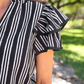 PREORDER- Layla Striped Flutter Sleeve Blouse- Black