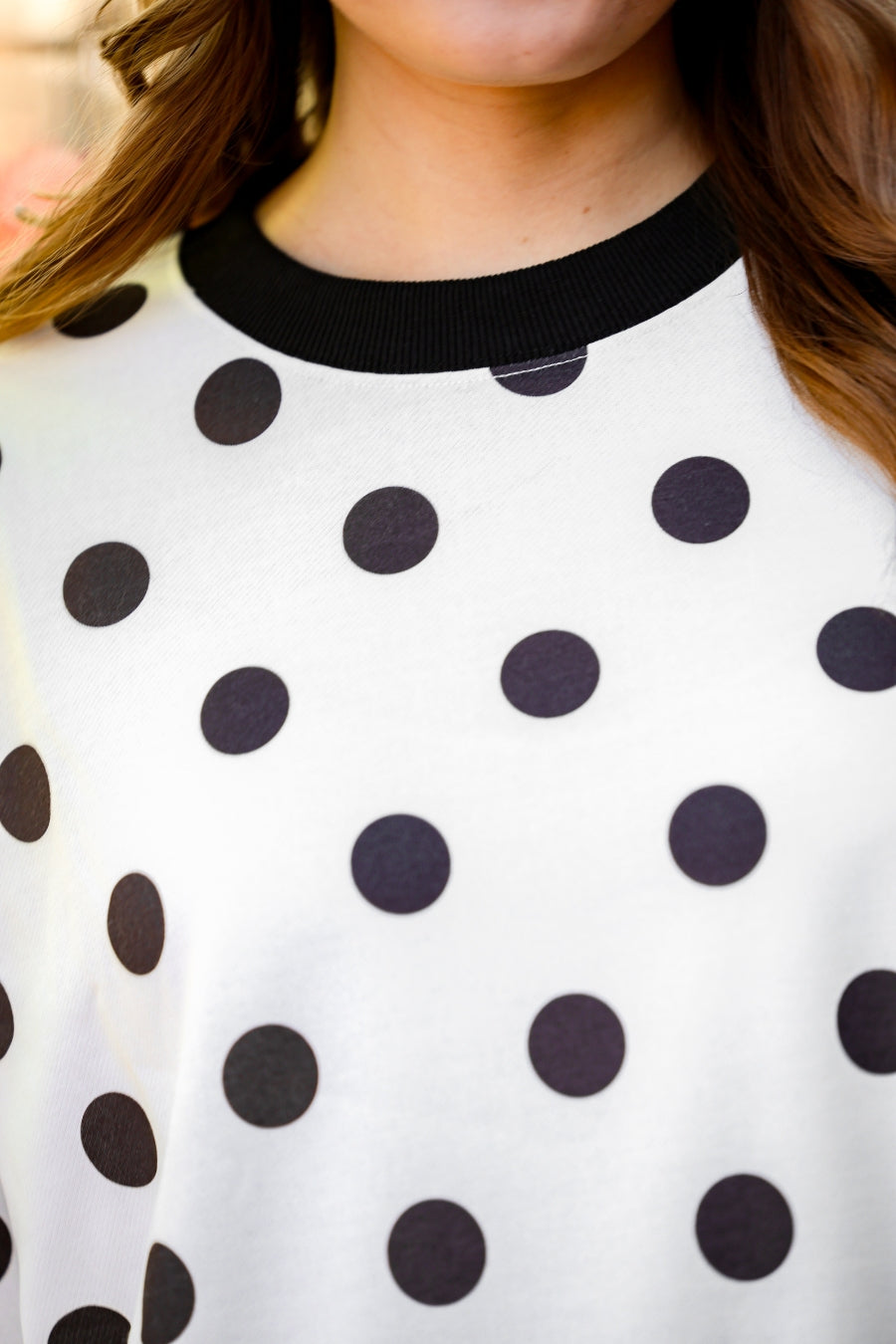 PREORDER- Printed Terry Skort Set- Black/White Polka Dot