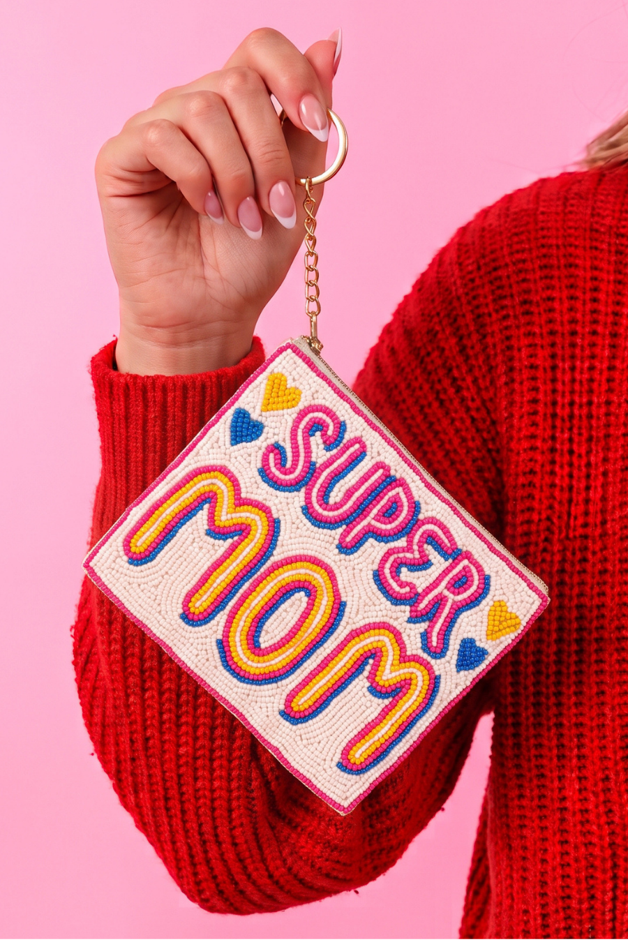 PREORDER- Beaded Coin Purse- Super Mom
