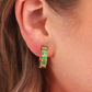 Baguette Stone C-Hoop Earrings- Green