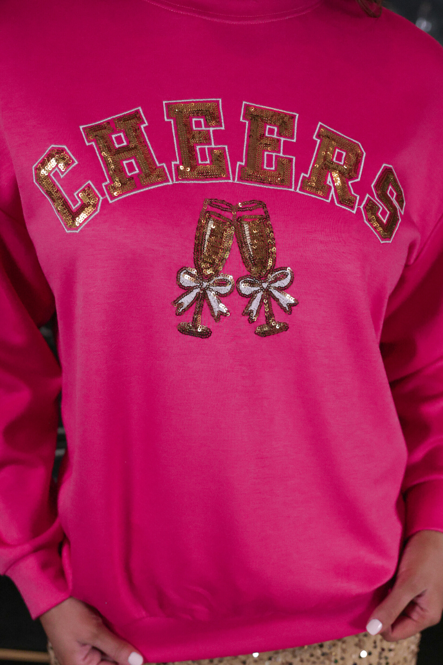 PREORDER- Champagne Cheers Luxe Pullover- Pink