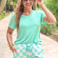 PREORDER- Groovy Mint Checkered Everyday Shorts