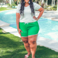 Green And White Drawstring Everyday Shorts - Jess Lea Wholesale