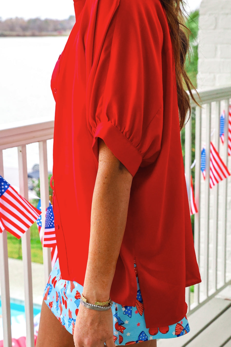 PREORDER- Sutton Button Up Top- Red