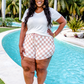 PREORDER-Your Move Checkered Drawstring Everyday Shorts - Jess Lea Wholesale