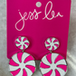 Pink Peppermint Swirl Drop Earrings