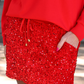 PREORDER- Velvet Hour Sequin Skort- Red