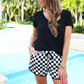 Checkerboard Checkered Drawstring Everyday Shorts