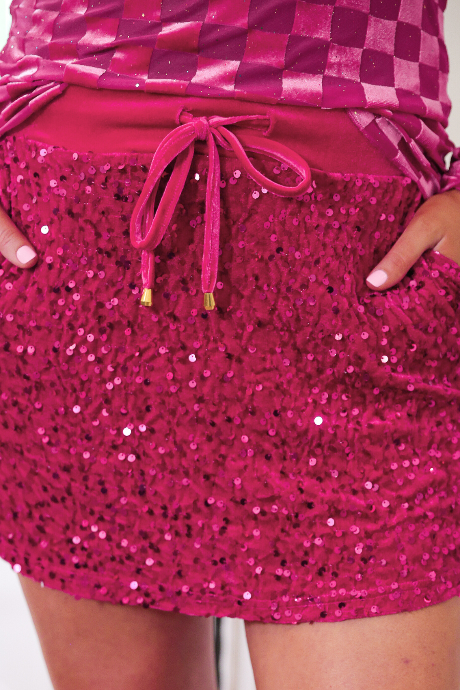 PREORDER-Velvet Hour Sequin Skort- Pink