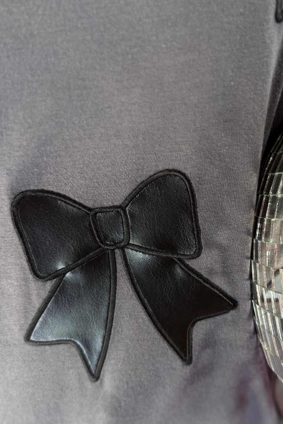 PREORDER-Faux Leather Bow Oversized Tee