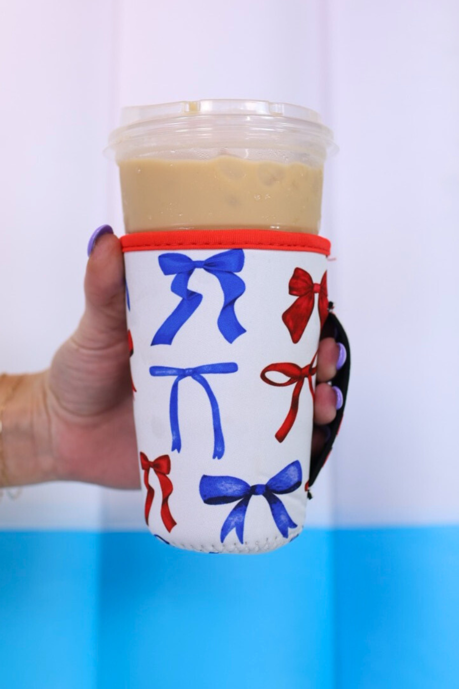 Set Of 3 Drink Sleeves, Patriotic Bow