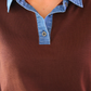PREORDER- Denim Trim Knit Sweater- Chocolate
