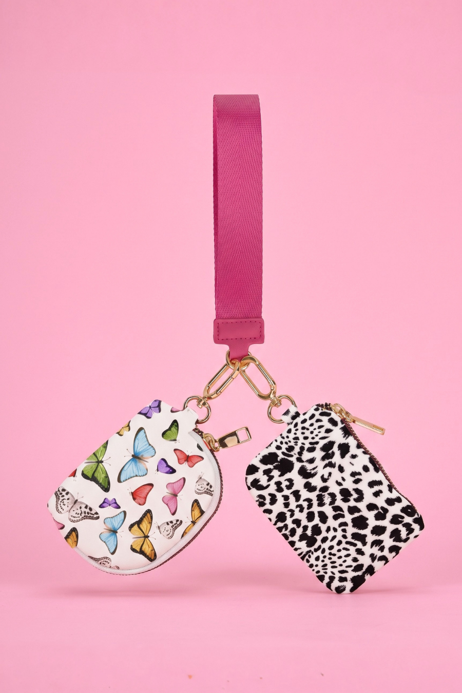 PREORDER- Double Pouch Wristlet- Butterfly/Seeing Spots